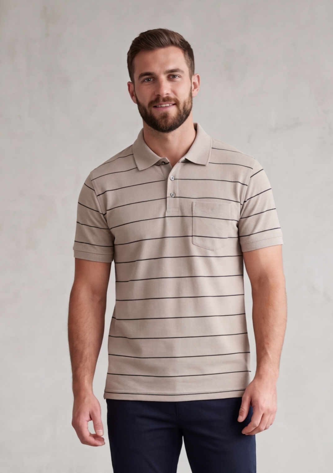 Luxury Adults Stripe Golfer with Pocket - Benny J