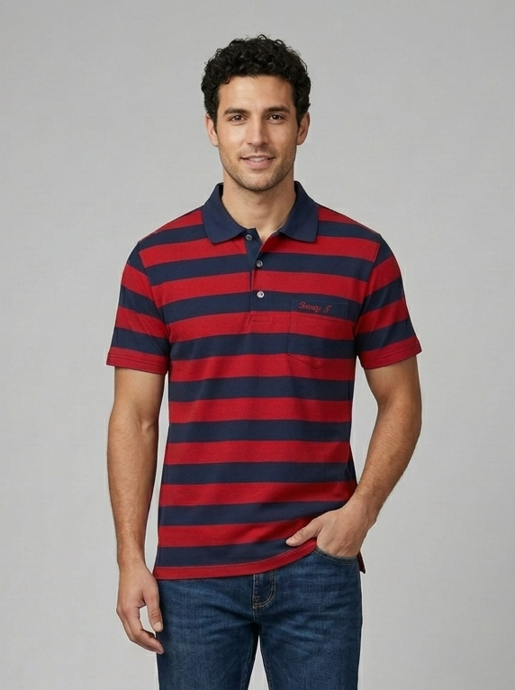 Luxury Adults Stripe Golfer with Pocket - Benny J