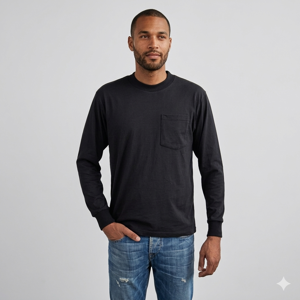 Premium Quality Adults Long Sleeve T -Shirt with Pocket(2) - Benny J