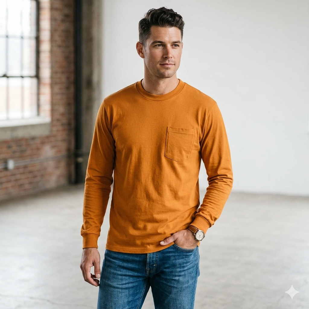 Premium Quality Adults Long Sleeve  Pocket T- Shirt (1) - Benny J
