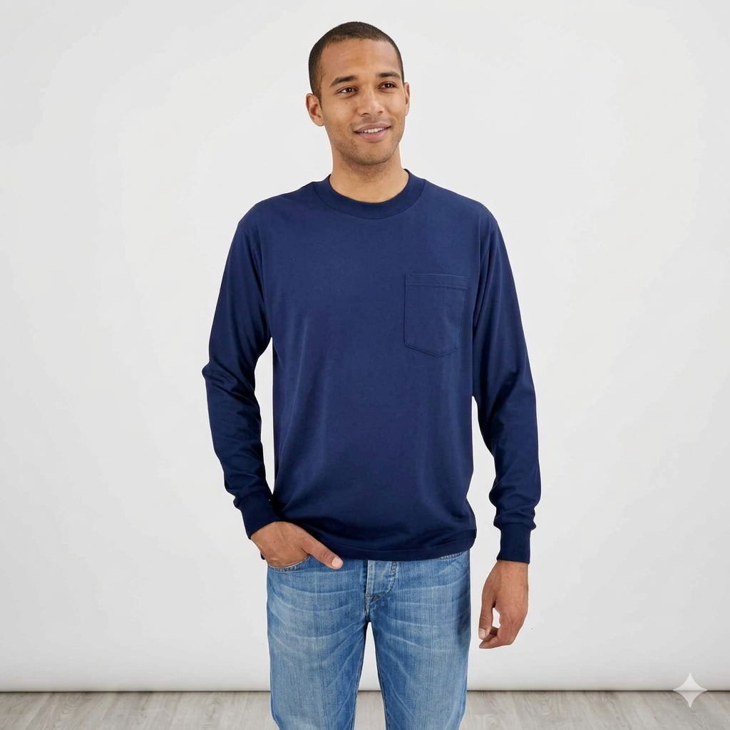 Premium Quality Adults Long Sleeve  Pocket T- Shirt (1) - Benny J