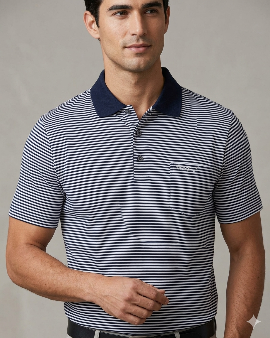 Luxury Adults Stripe Golfer with Pocket - Benny J